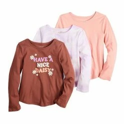 Girls 4-12 Jumping Beans® 3-Pack Long Sleeve Basic Shirttail Tees Floral Peace