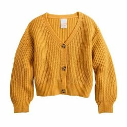 Girls 4-12 Jumping Beans® Chunky Knit V-Neck Cardigan Tuscan Gold -Jumping Beans shop unnamed file 1037