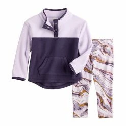 Toddler Girl Jumping Beans® Quarter-Snap Colorblock Sweatshirt & Printed Leggings Set