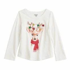 Toddler Girl Jumping Beans® Long Sleeve Shirttail Hem Holiday Graphic Tee Green Tree -Jumping Beans shop unnamed file 1059