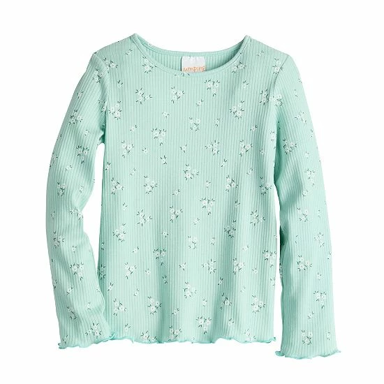 Girls 4-12 Jumping Beans® Ribbed Lettuce Edge Long Sleeve Tee Aqua Ditsy Floral Girls 4-12 Jumping Beans® Ribbed Lettuce Edge Long Sleeve Tee Aqua Ditsy Floral -Jumping Beans shop unnamed file 1080