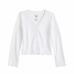 Girls 4-12 Jumping Beans® Lettuce Edge Cardigan Gray