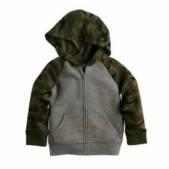 Toddler Boy Jumping Beans® Raglan Sleeve Fleece Zip-Up Hoodie Blue Gray