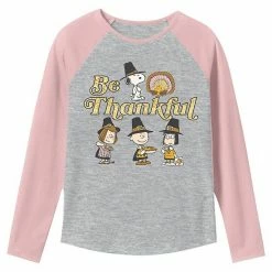 Girls 4-12 Jumping Beans® Peanuts "Be Thankful" Long Sleeve Thanksgiving Graphic Tee