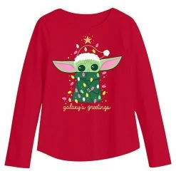 Girls 4-12 Jumping Beans® The Mandalorian Grogu Aka Baby Yoda "Galaxy's Greetings" Long Sleeve Graphic Tee