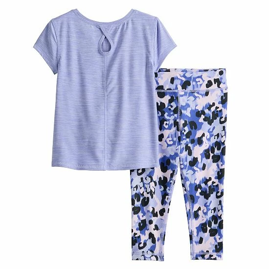 Toddler Girl Jumping Beans® Active Short Sleeve Keyhole Tee & Printed Leggings Set Blue 2 Toddler Girl Jumping Beans® Active Short Sleeve Keyhole Tee & Printed Leggings Set Blue - Image 2