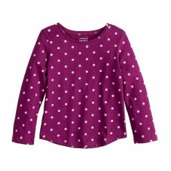 Toddler Girl Jumping Beans® Long Sleeve Allover Print Shirttail Hem Tee Red Dot