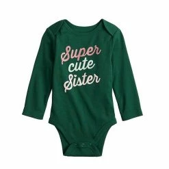 Baby Girl Jumping Beans® Holiday Lapped Shoulder Bodysuit Super Cute Sister