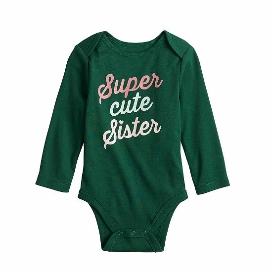 Baby Girl Jumping Beans® Holiday Lapped Shoulder Bodysuit Super Cute Sister 1 Baby Girl Jumping Beans® Holiday Lapped Shoulder Bodysuit Super Cute Sister