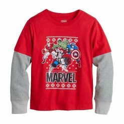 Boys 4-12 Jumping Beans® Marvel The Avengers Faire Isle Thermal Sleeve Graphi Skater Tee