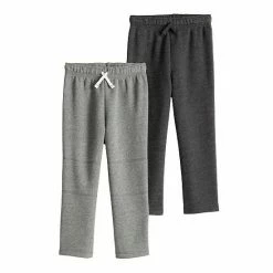 Toddler Boy Jumping Beans® Fleece Open Leg Sweatpants 2-Pack Charcoal