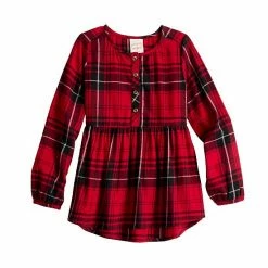 Girls 4-12 Jumping Beans® High-Low Hem Plaid Flannel Top Red Plaid -Jumping Beans shop unnamed file 158
