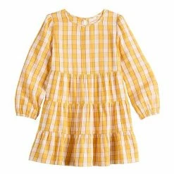 Girls 4-12 Jumping Beans® Long Sleeve Tiered Hem Dress Yellow Plaid -Jumping Beans shop unnamed file 1621