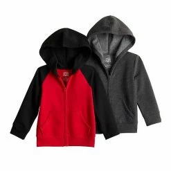 Toddler Boy Jumping Beans® 2-Pack Full-Zip Hoodies Red Black