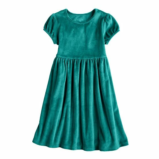 Toddler Girl Jumping Beans® Short Sleeve Velvet Dress Green 4 Toddler Girl Jumping Beans® Short Sleeve Velvet Dress Green - Image 4
