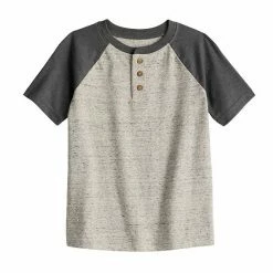Boys 4-12 Jumping Beans® Short Raglan Sleeve Henley Tee Green Camo