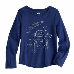 Girls 4-12 Jumping Beans® The Mandalorian Grogu Aka Baby Yoda "May The Force Be With You" Long Sleeve Graphic Tee