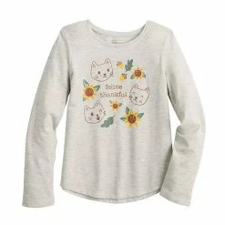 Girls 4-12 Jumping BeansĀ® Thanksgiving Long Sleeve Graphic Tee Gray Heather