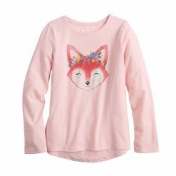 Girls 4-12 Jumping Beans® Long Sleeve High-Low Hem Graphic Tee Gray