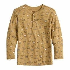 Toddler Boy Jumping Beans® Long Sleeve Allover Print Henley Tee Orange