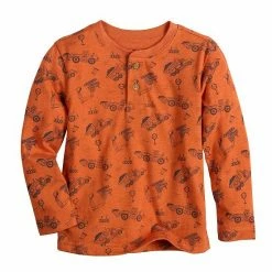 Toddler Boy Jumping Beans® Long Sleeve Allover Print Henley Tee Orange -Jumping Beans shop unnamed file 2029