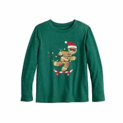 Boys 4-12 Jumping Beans® Skateboarding Gingerbread Man Long Sleeve Graphic Tee