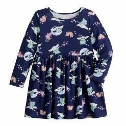 Girls 4-12 Jumping Beans® The Mandalorian Grogu Aka Baby Yoda Long Sleeve Skater Dress