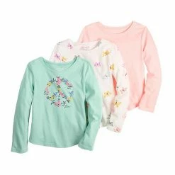 Toddler Girl Jumping Beans® 3-Pack Long Sleeve Basic Shirttail Tee Dalmatian Pup