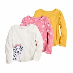 Toddler Girl Jumping Beans® 3-Pack Long Sleeve Basic Shirttail Tee Dalmatian Pup -Jumping Beans shop unnamed file 2300