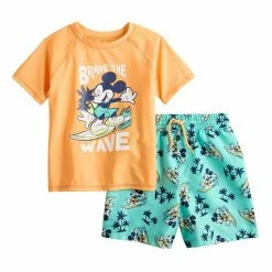Disney's Mickey Mouse Toddler Boy "Brave The Wave" Rash Guard Swimsuit Set By Jumping Beans®
