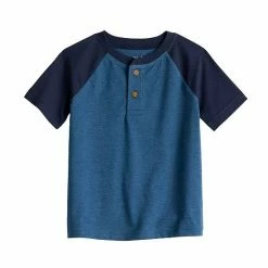 Toddler Boy Jumping Beans® Short Sleeve Raglan Henley Tee Navy
