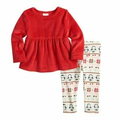 Baby Girl Jumping Beans® Critter Top & Bottoms Set Cat Gray