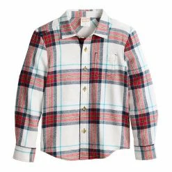 Boys 4-8 Jumping Beans® Flannel Plaid Button-Up Shirt Brown
