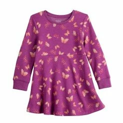 Toddler Girl Jumping Beans® Fleece Butterfly Print Skater Dress