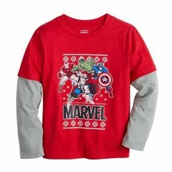 Boys 4-12 Jumping Beans® Marvel The Avengers Jersey Sleeve Fair Isle Graphic Skater Tee