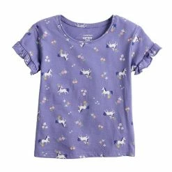 Toddler Girl Jumping Beans® Ruffle Sleeve Tee Unicorn Purple