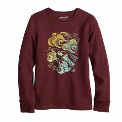 Boys 4-12 Jumping Beans® Adaptive Long Sleeve Thermal Graphic Tee Burgundy Monster Truck