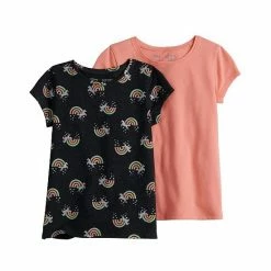 Girls 4-12 Jumping Beans® 2-pack Print Tees Coral Berry