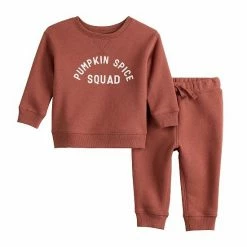 Baby Jumping Beans® Fall Fleece Jogger Set Pumpkin Spice Rust