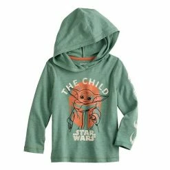 Toddler Boy Jumping Beans® Star Wars The Mandalorian Long Sleeve Hooded Grogu Aka Baby Yoda Graphic Tee