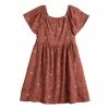 Girls 4-12 Jumping Beans® Flutter Sleeve Printed Dress Floral Rust