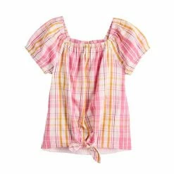 Girls 4-12 Jumping Beans® Tie-Front Woven Top Unicorn Navy