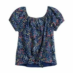Girls 4-12 Jumping Beans® Tie-Front Woven Top Unicorn Navy -Jumping Beans shop unnamed file 2866
