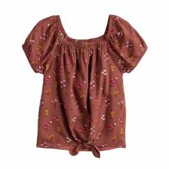 Girls 4-12 Jumping Beans® Tie-Front Woven Top Unicorn Navy -Jumping Beans shop unnamed file 2867