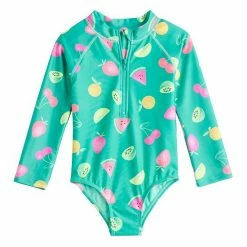 Toddler Girl Jumping Beans® Fruit Print One-Piece Long Sleeve Swimsuit Yellow Floral -Jumping Beans shop unnamed file 2972