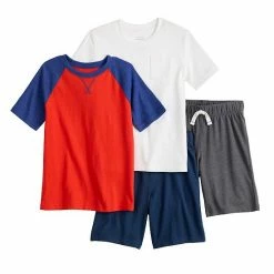 Boys 4-8 Jumping Beans® Tees & Shorts 4-Piece Set Teal Gray Blue
