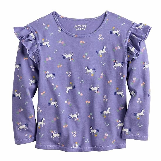 Girls 4-12 Jumping Beans® Adaptive Sensory Friendly Ruffle Shoulder Long Sleeve Tee Purple 4 Girls 4-12 Jumping Beans® Adaptive Sensory Friendly Ruffle Shoulder Long Sleeve Tee Purple - Image 4