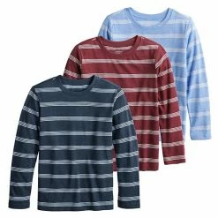 Boys 4-12 Jumping Beans® 3 Pack Striped Tees Burgundy Blue Navy