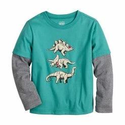 Boys 4-12 Jumping Beans® Jersey Sleeve Dino Graphic Skater Tee