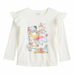 Girls 4-12 Jumping Beans® Adaptive Easy Dressing & Abdominal Access Ruffle Shoulder Graphic Tee Gray Butterflies